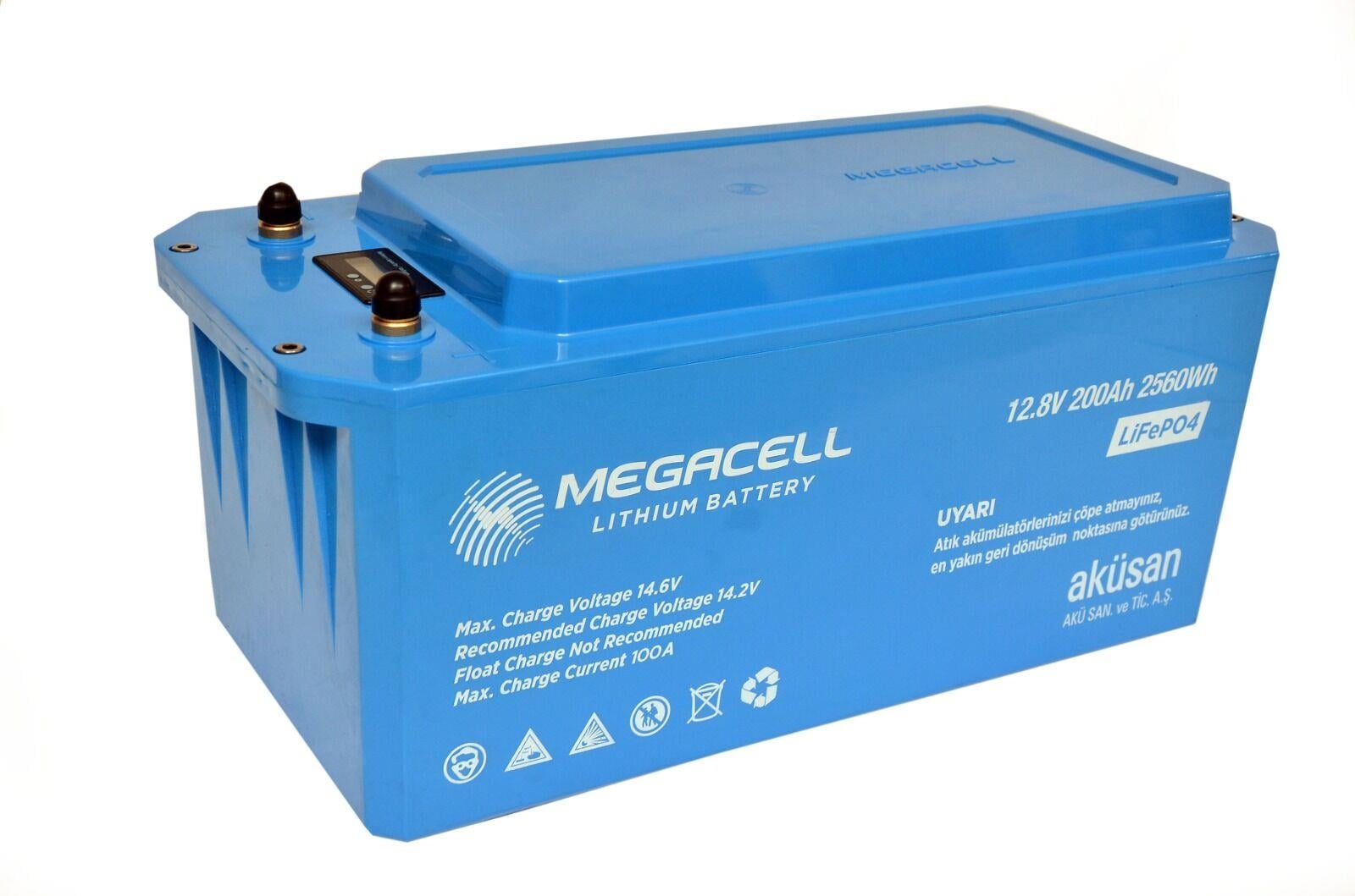 Megacell 12.8V 200Ah LiFePO4 Lityum Demir Fosfat Akü (ABS Kasa)