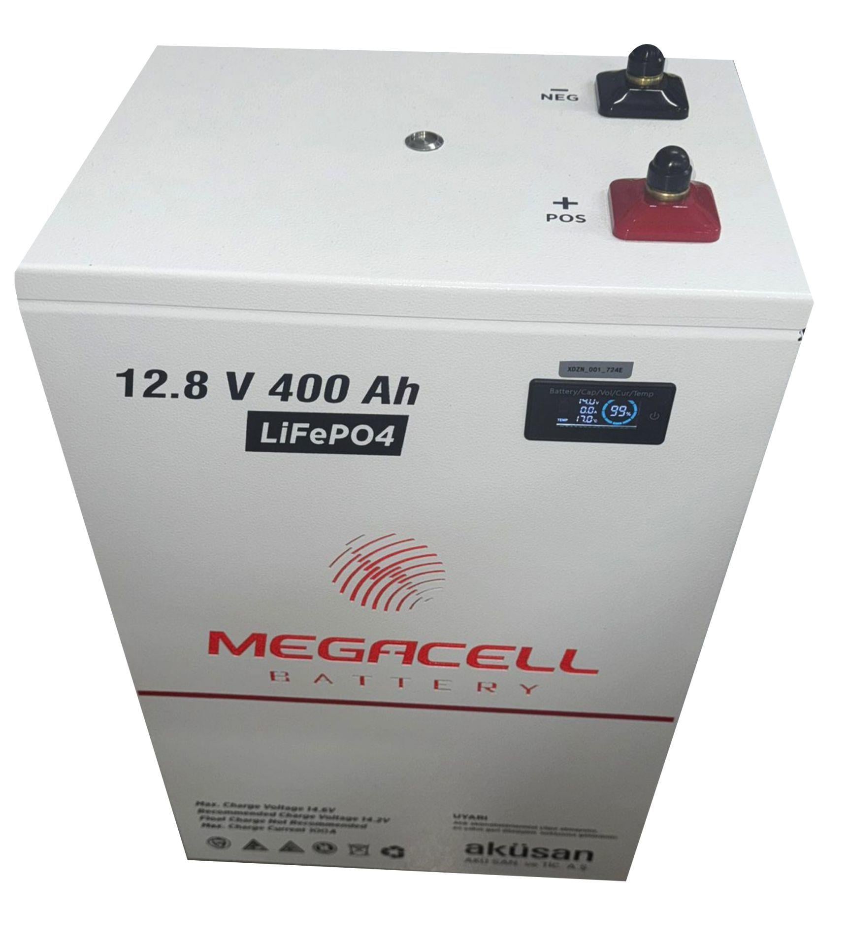 Megacell 12.8V 400Ah LiFePO4 Lityum Demir Fosfat Akü (Prizmatik) (Bluetoothlu)