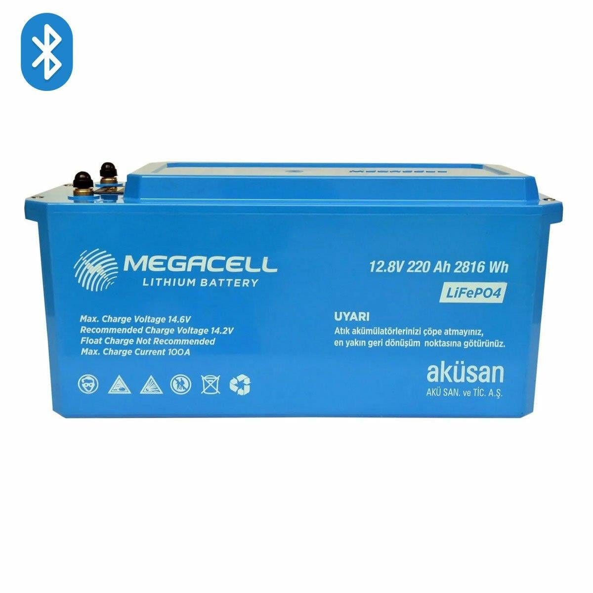 Megacell 12.8V 220Ah (Bluetooth) LiFePO4 Lityum Demir Fosfat Akü (ABS Kasa)