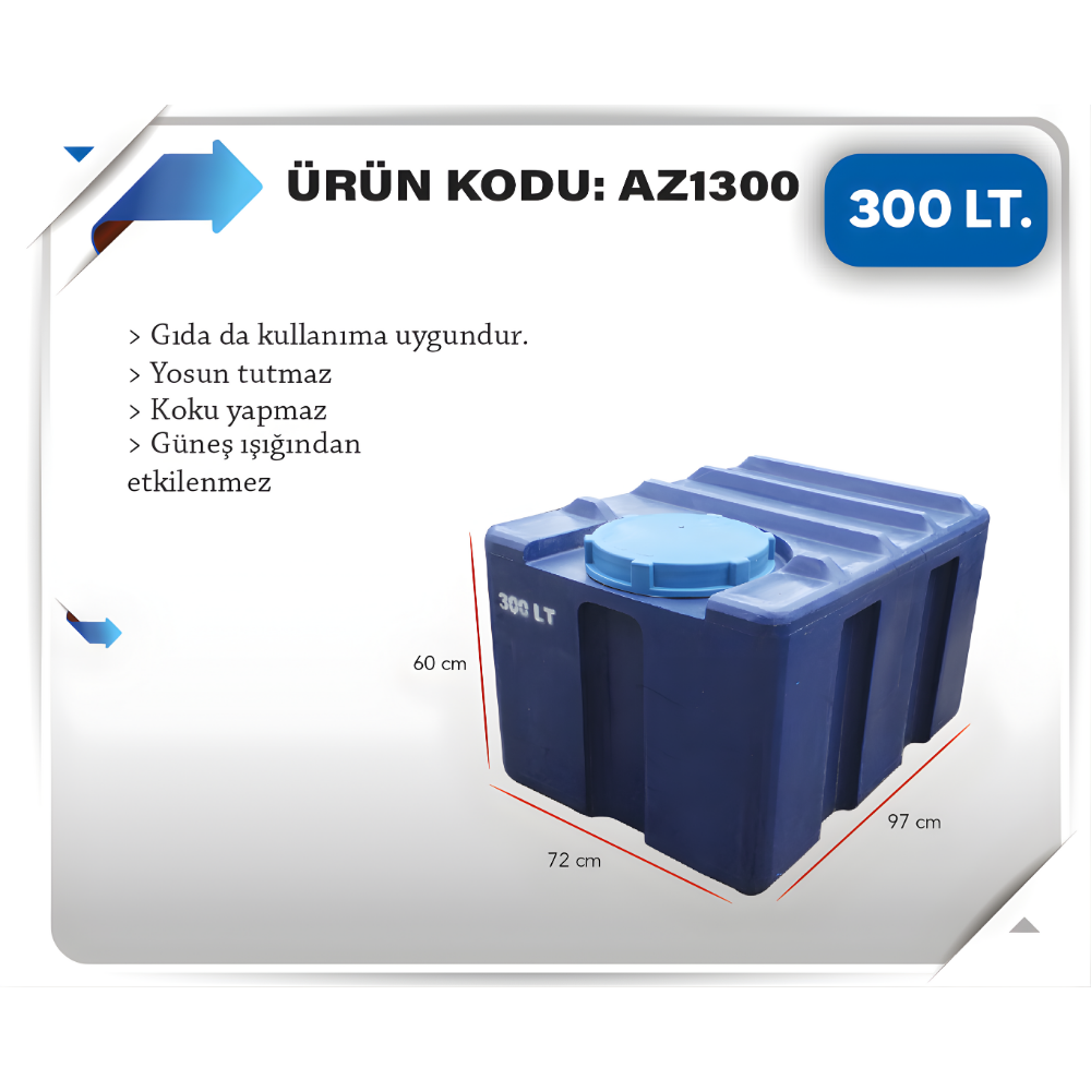AZFEN 300 LİTRE KARE SU DEPOSU