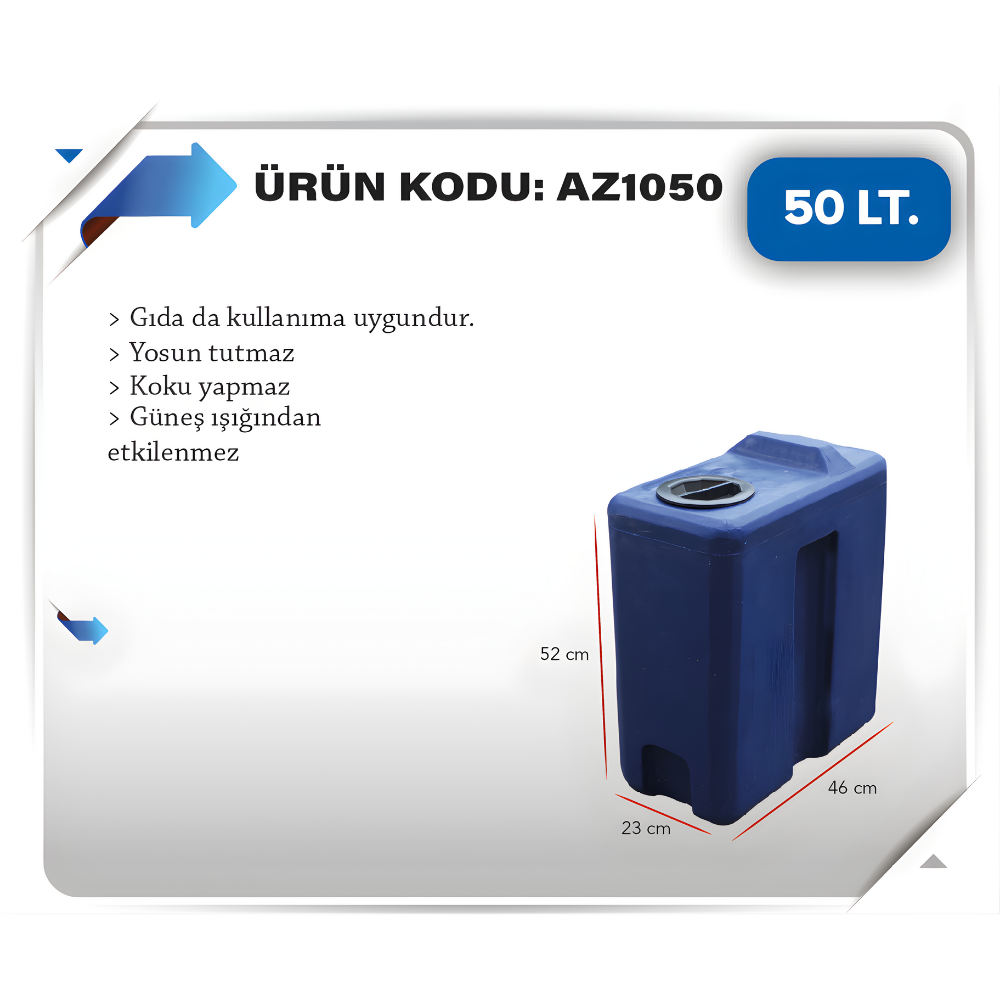 AZFEN 50 LiTRE KARE SU DEPOSU
