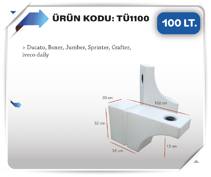 AZFEN 100 LITRE TEKER ÜSTÜ SU DEPOSU