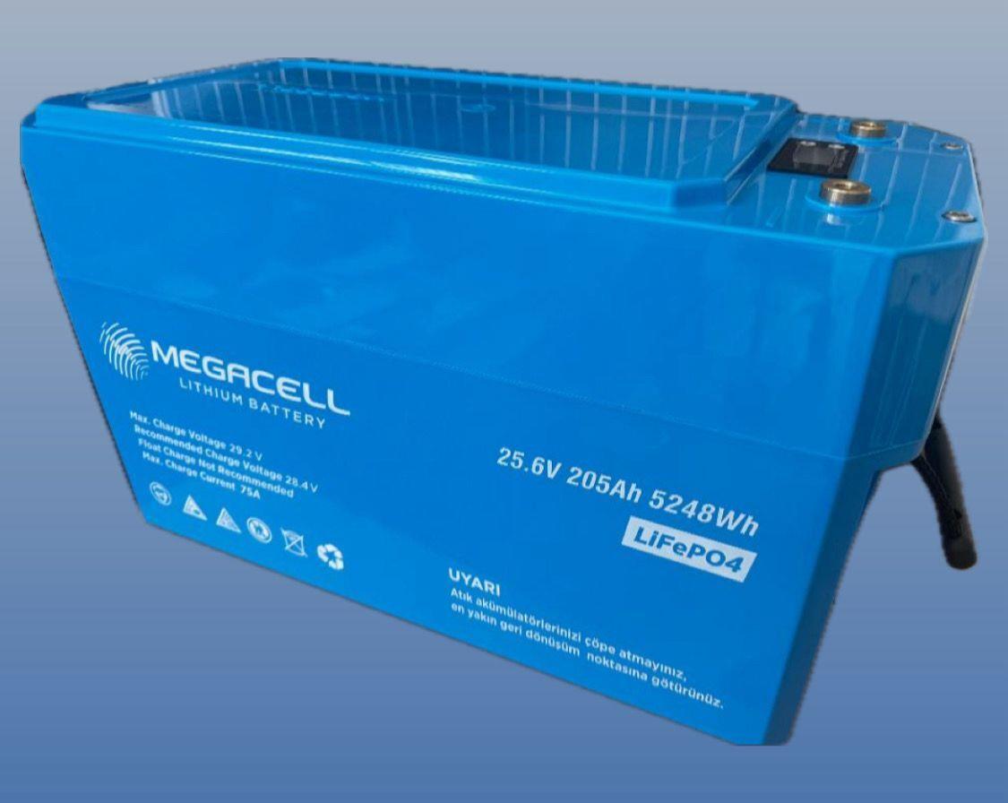 Megacell 25.6V 205Ah (Bluetooth) LiFePO4 Lityum Demir Fosfat Akü (Prizmatik/ABS)