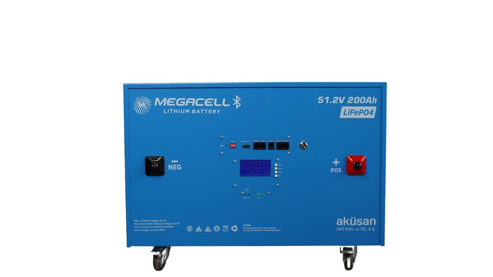 Megacell 51,2V 200Ah LiFePO4 Lityum Demir Fosfat Akü(SMART/Haberleşmeli)