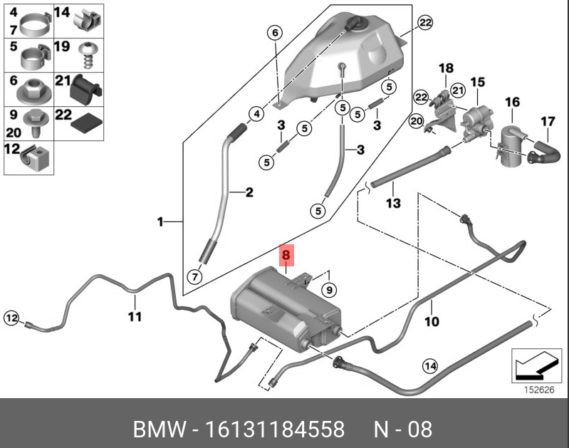 BMW AKTİF KARBON FİLTRE M62 / E53 16131184558