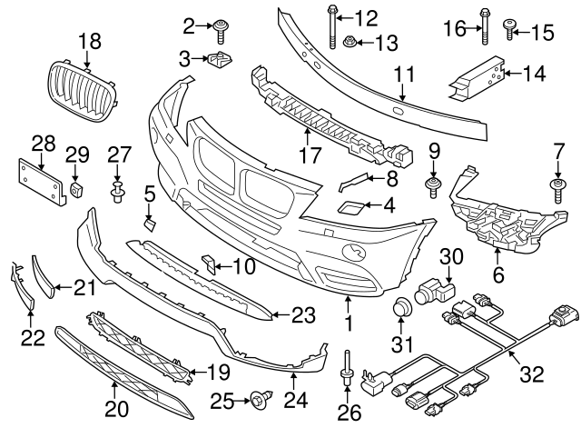 ÖN TAMPON ORTA IZGARASI F25 51117210462
