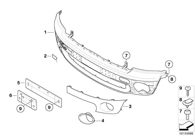 ÖN TAMPON KAPLAMA BAKALİTİ SAĞ R55/R55LCI/R56/R56LCI 51112755688