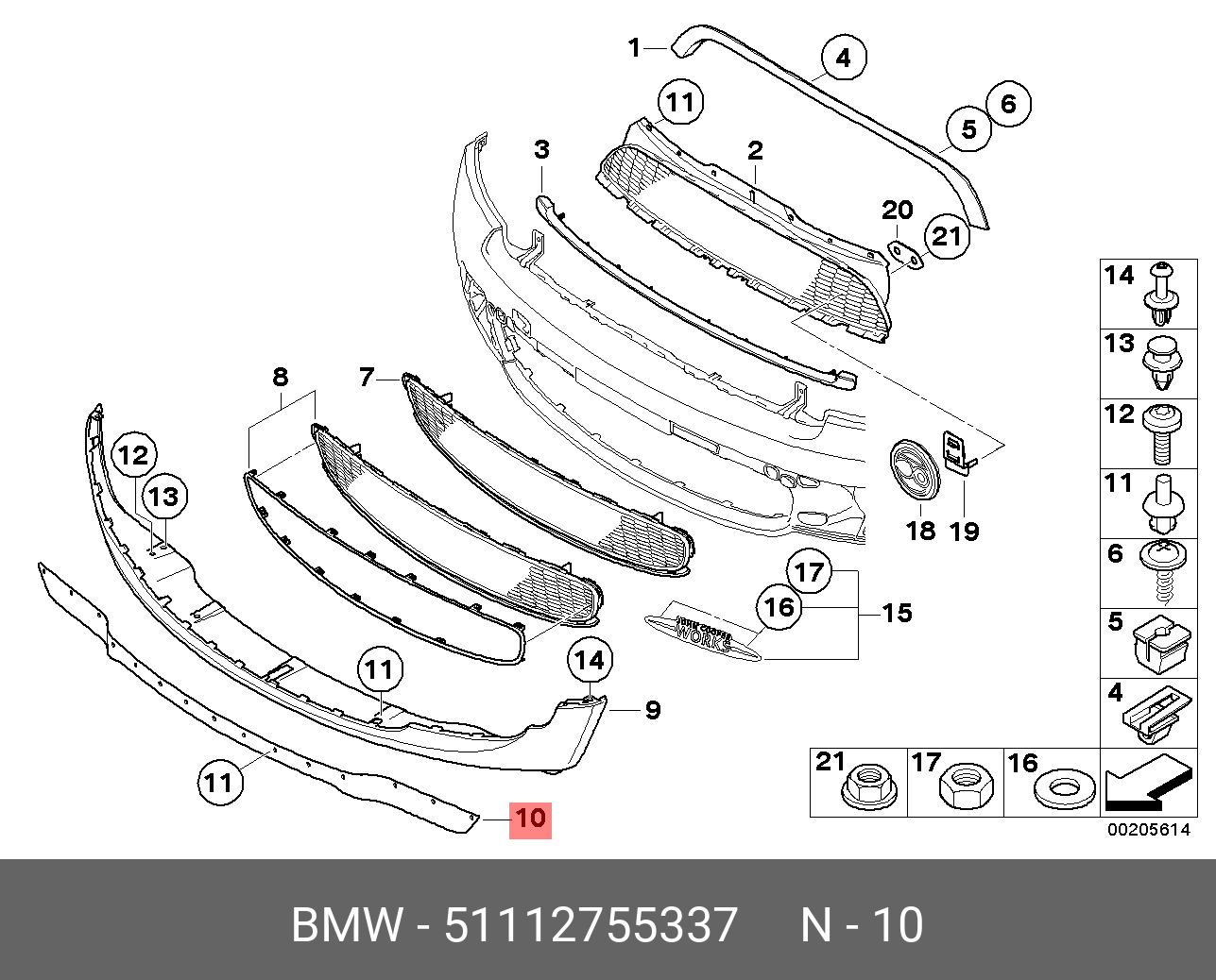 ÖN SPOYLER ALT PLASTİĞİ R55/R56/R57/LCI 51112755337