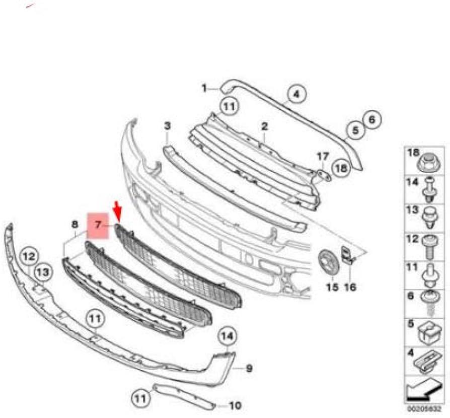MINI ÖN TAMPON IZGARASI ORTA R55/R56/R57/LCI 51112751285