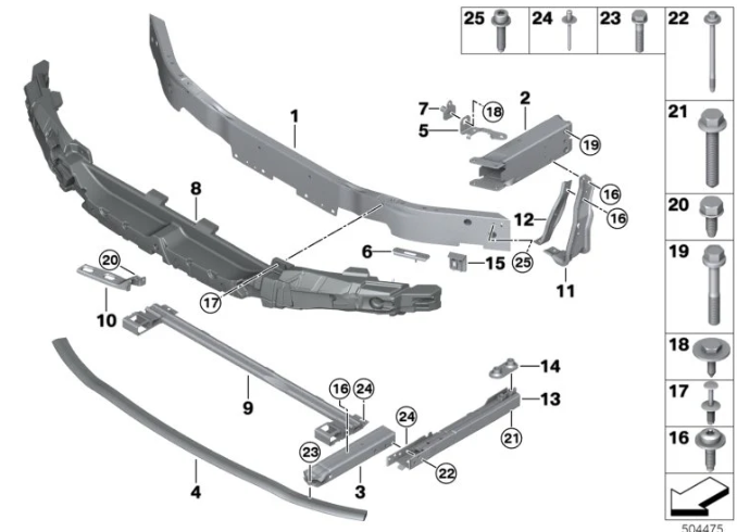 BMW ÖN TAMPON ALT BAGLANTI DEMİRİ SAĞ 51117459892
