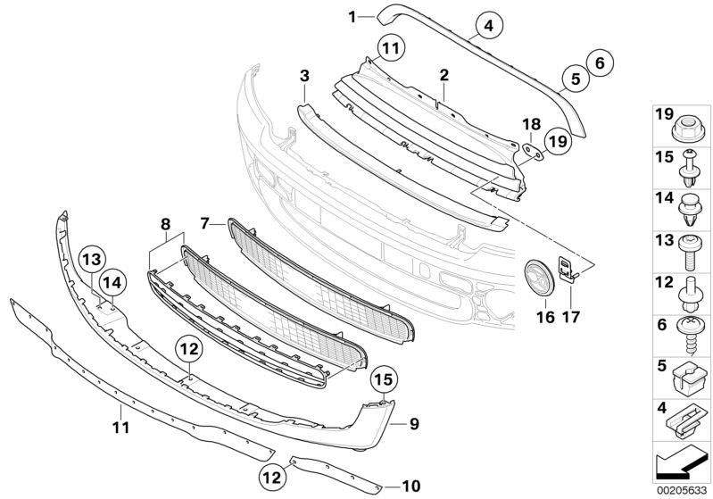 ÖN TAMPON ORTA IZGARA R55/R55LCI/R56/R56LCI 51112755464
