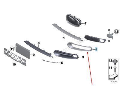 ÖN TAMPON IZGARA SAĞ F22/F23 CAB/CUB 51117403872