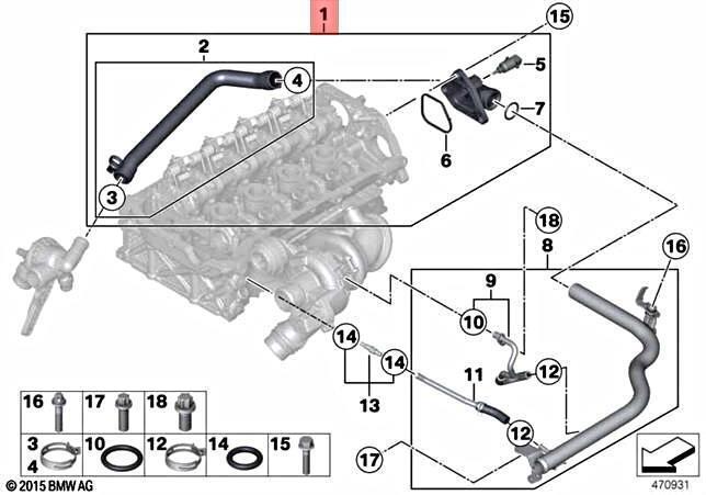 BMW BLOK ÇIKIŞ KAPAK HORTUM VE MÜŞÜRÜ F20 F30 11537600586