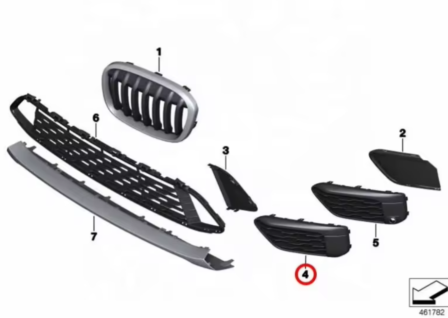 ÖN TAMPON IZGARA SOL F48/F49 51117453989