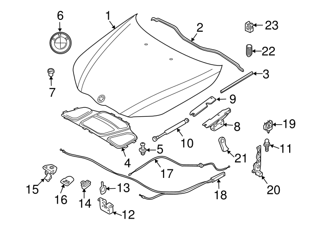 MOTOR KAPUT MENTEŞESİ SAĞ E63/E64/LCI 41617210670