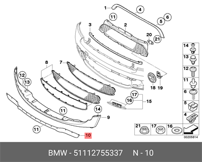 ÖN SPOYLER ALT PLASTİĞİ R55/R56/R57/LCI 51112755337