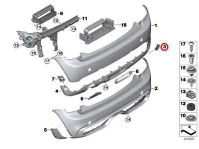 ARKA TAMPON ÇEKİ DEMİR KAPAK SAĞ F55/F56 51317380022