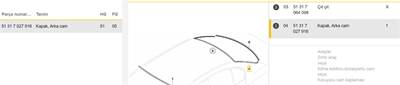 ARKA CAM ÜST FİTİLİ E60/E60LCI+B1992B1820:B1994 51317057415