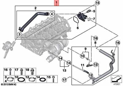 BMW BLOK ÇIKIŞ KAPAK HORTUM VE MÜŞÜRÜ F20 F30 11537600586