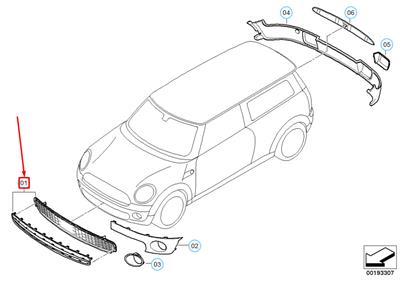 ÖN TAMPON ORTA IZGARA R55/R55LCI/R56/R56LCI 51112755464