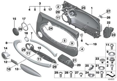 KAPI İÇ AÇMA ÇERÇEVESİ R55/R56/R567/R58/R59/LCI 51412753339