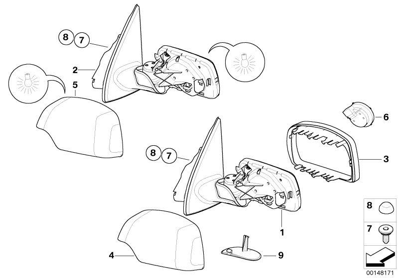 51167039894KOMPLE AYNA SAĞ E53 51167039894ORJİNAL