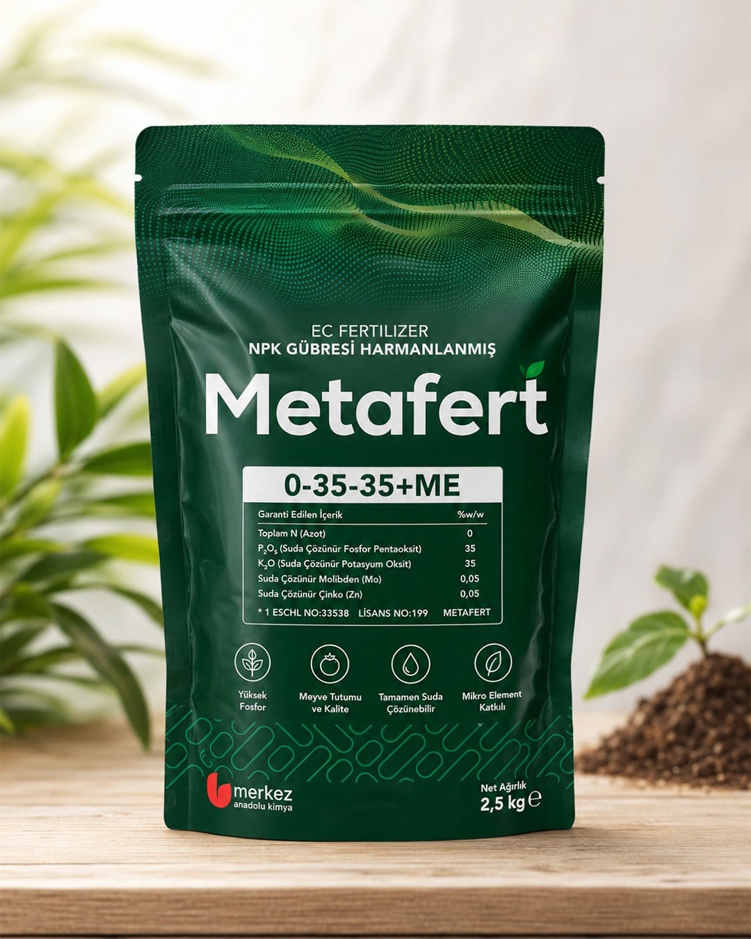 Metafert 0-35-35 + ME Suda Çözünebilir NPK Gübresi 2,5 Kg