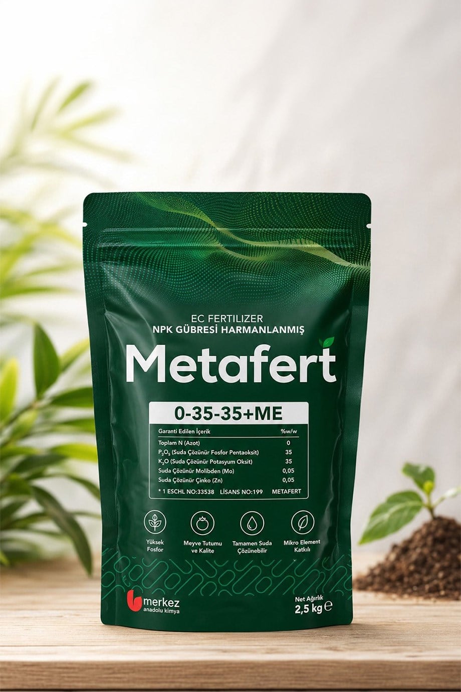 Metafert 0-35-35 + ME Suda Çözünebilir NPK Gübresi 2,5 Kg