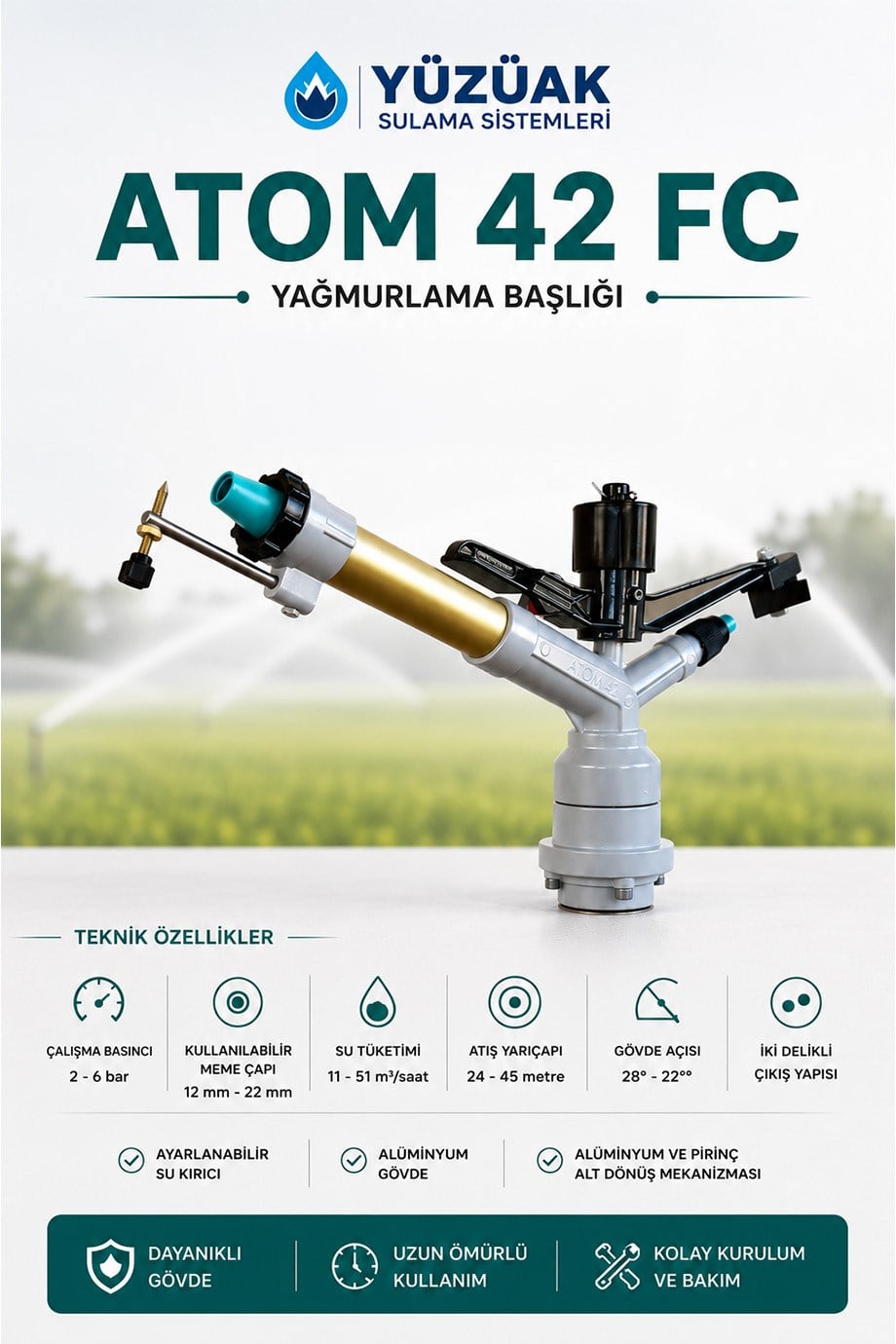 Yüzüak Atom 42 FC Yağmurlama Başlığı