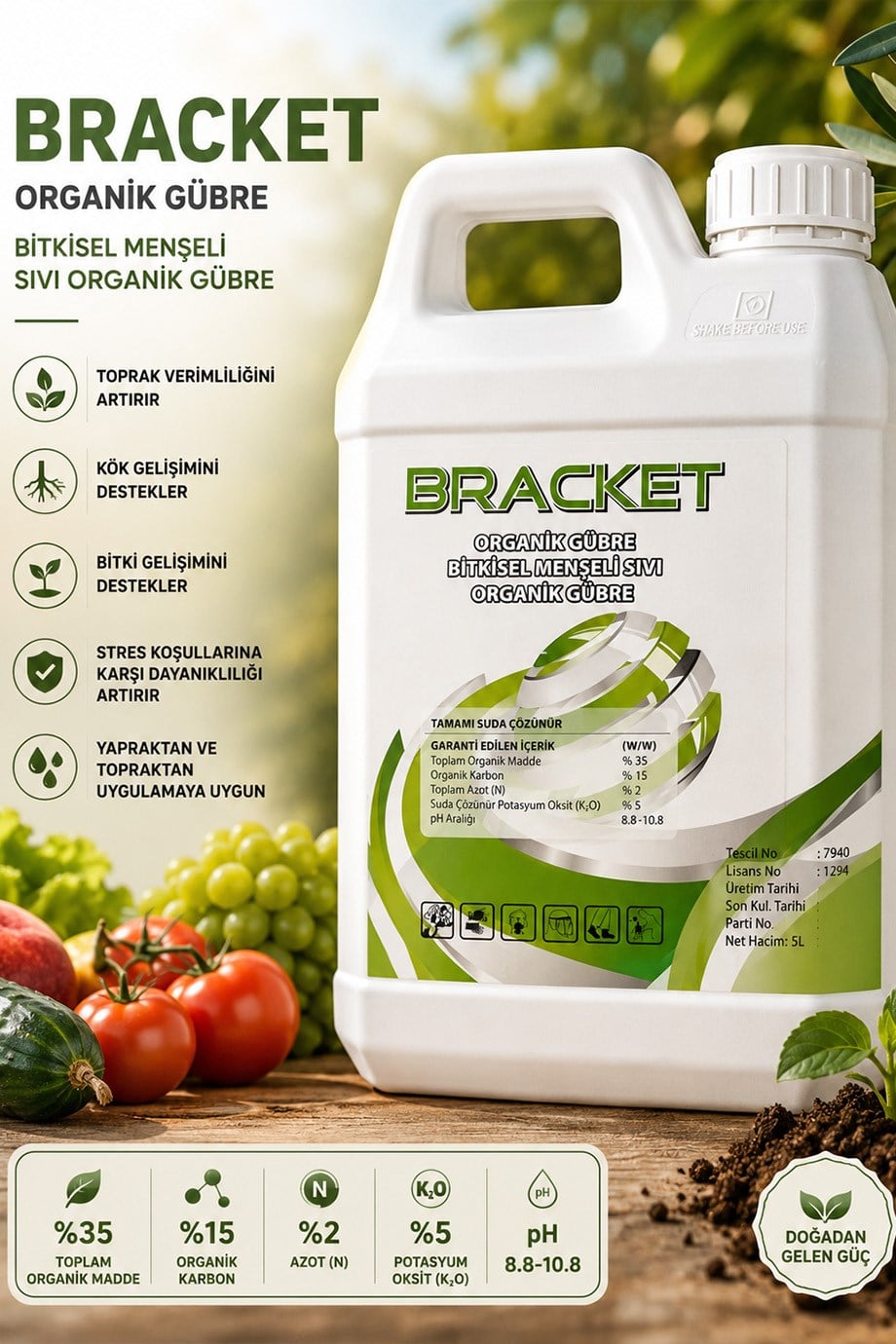 Bracket Organik Gübre (Bitkisel Menşeli Sıvı Organik Gübre)