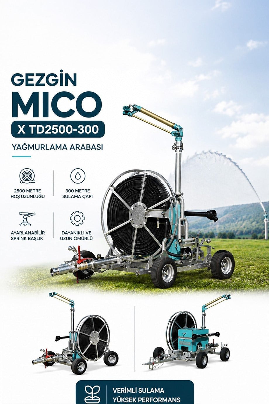 Gezgin MICO X TD2500-300 Yağmurlama Arabası