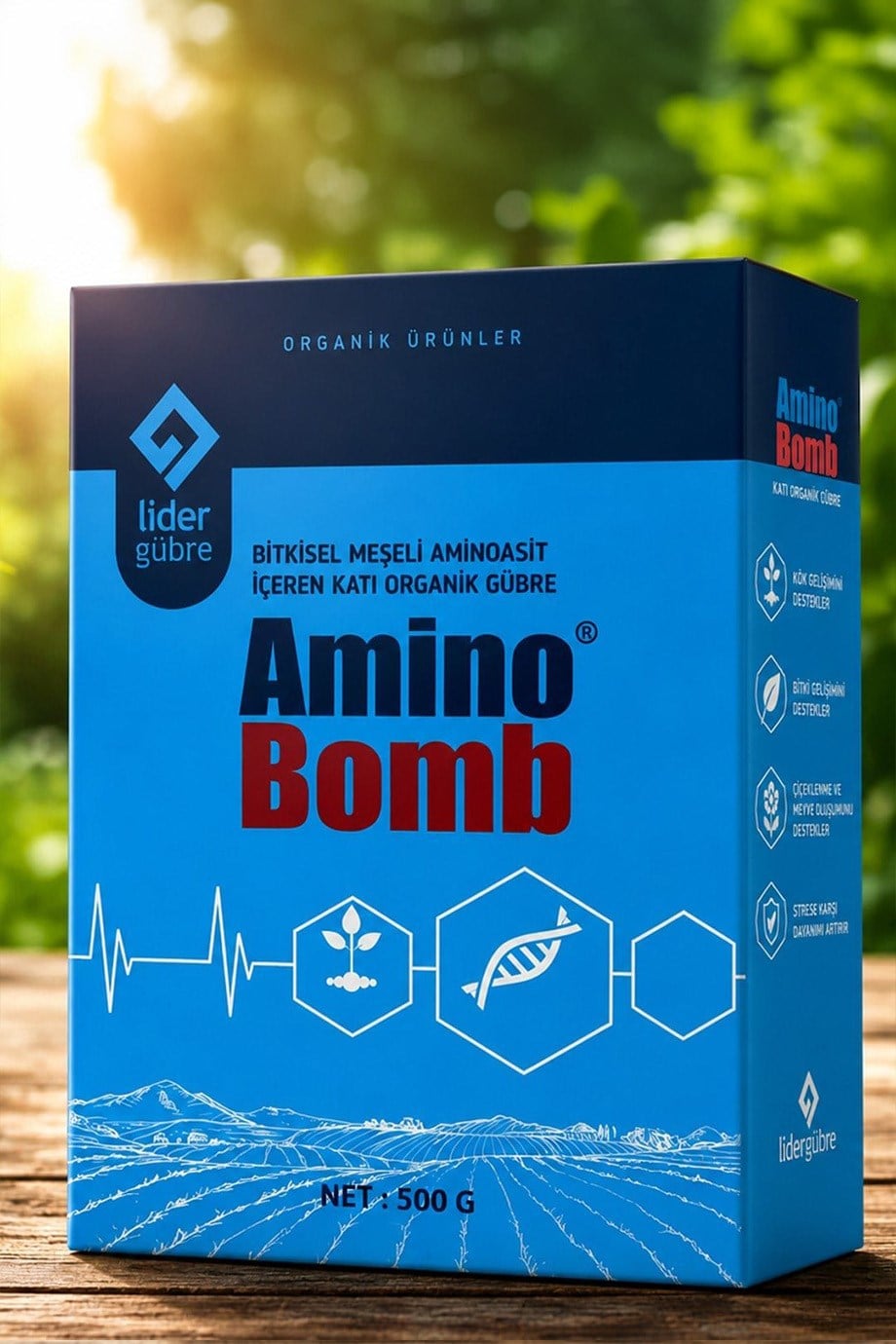 Lider Gübre Amino Bomb Bitkisel Menşeli Aminoasit İçeren Katı Organik Gübre 500 Gr