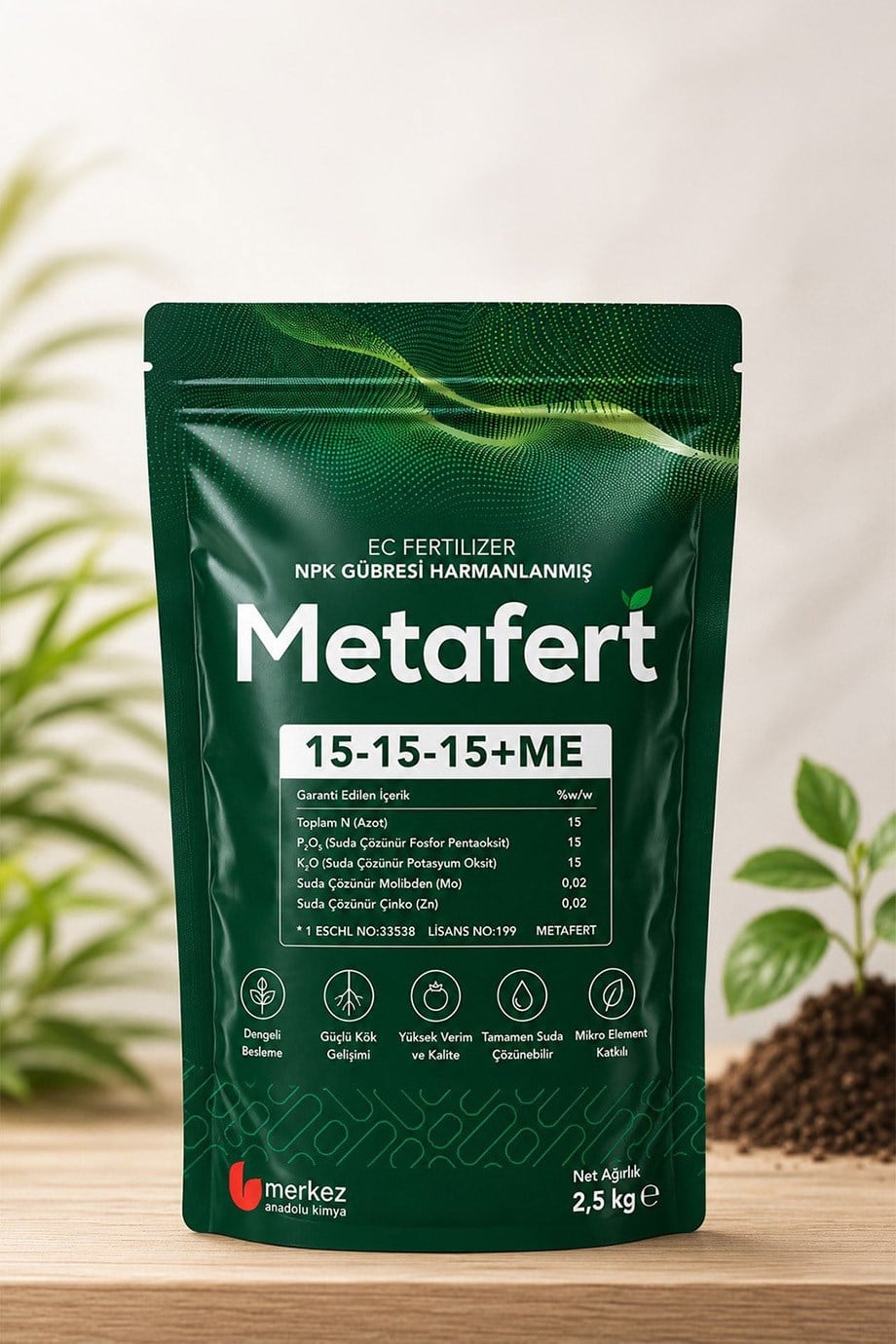 Metafert 15-15-15+ME NPK Gübresi EC Fertilizer 2,5 Kg