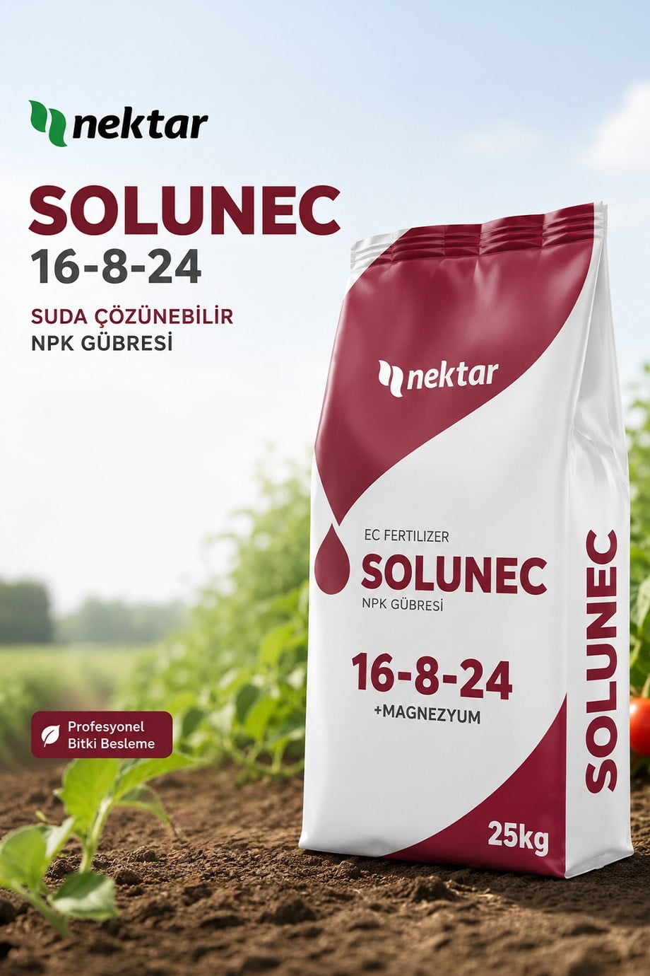 Yüksek Potasyumlu Suda Çözünebilir NPK Gübresi Solunec 16-8-24 (25Kg)