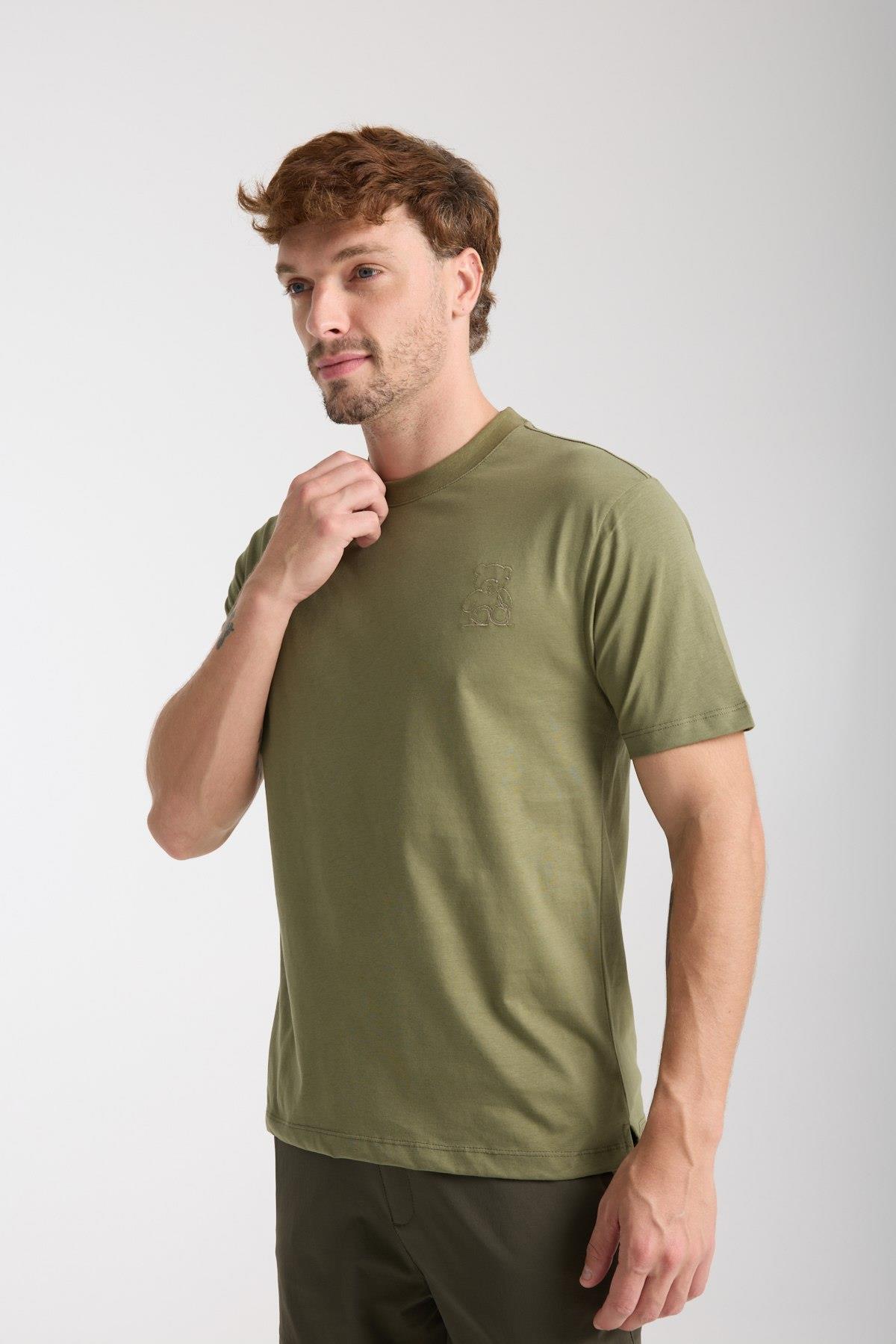 Erkek %100 Pamuk Relax Ayı Nakışlı T-Shirt