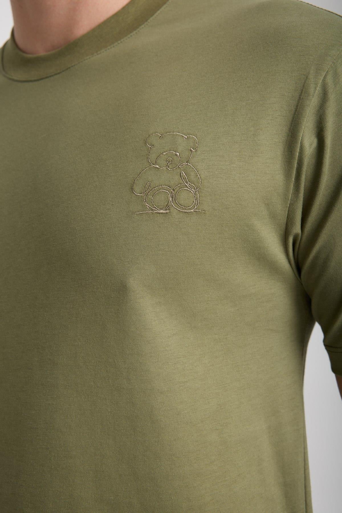 Erkek %100 Pamuk Relax Ayı Nakışlı T-Shirt