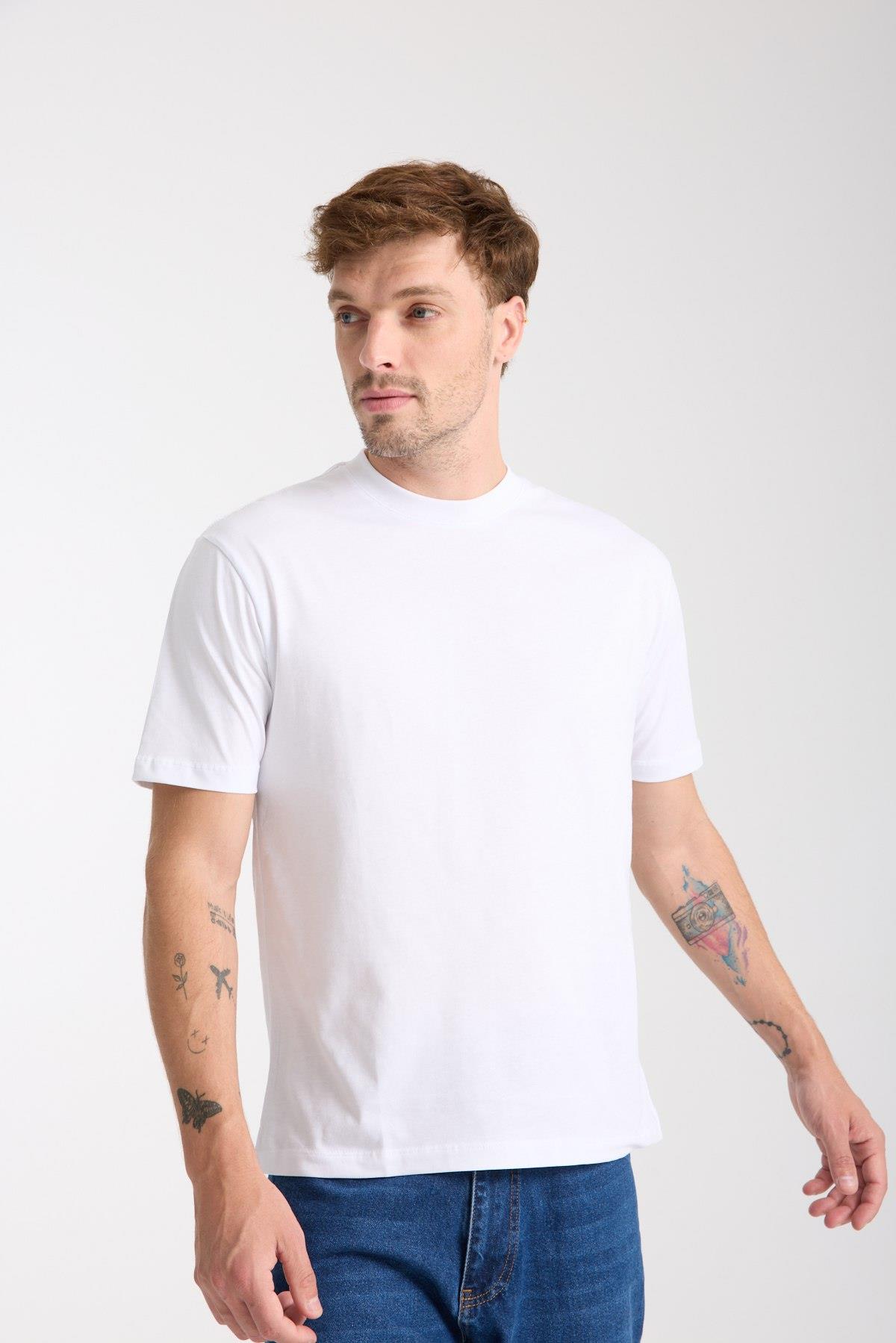 Erkek %100 Pamuk Relax Fit Kertenkele Nakışlı T-Shirt