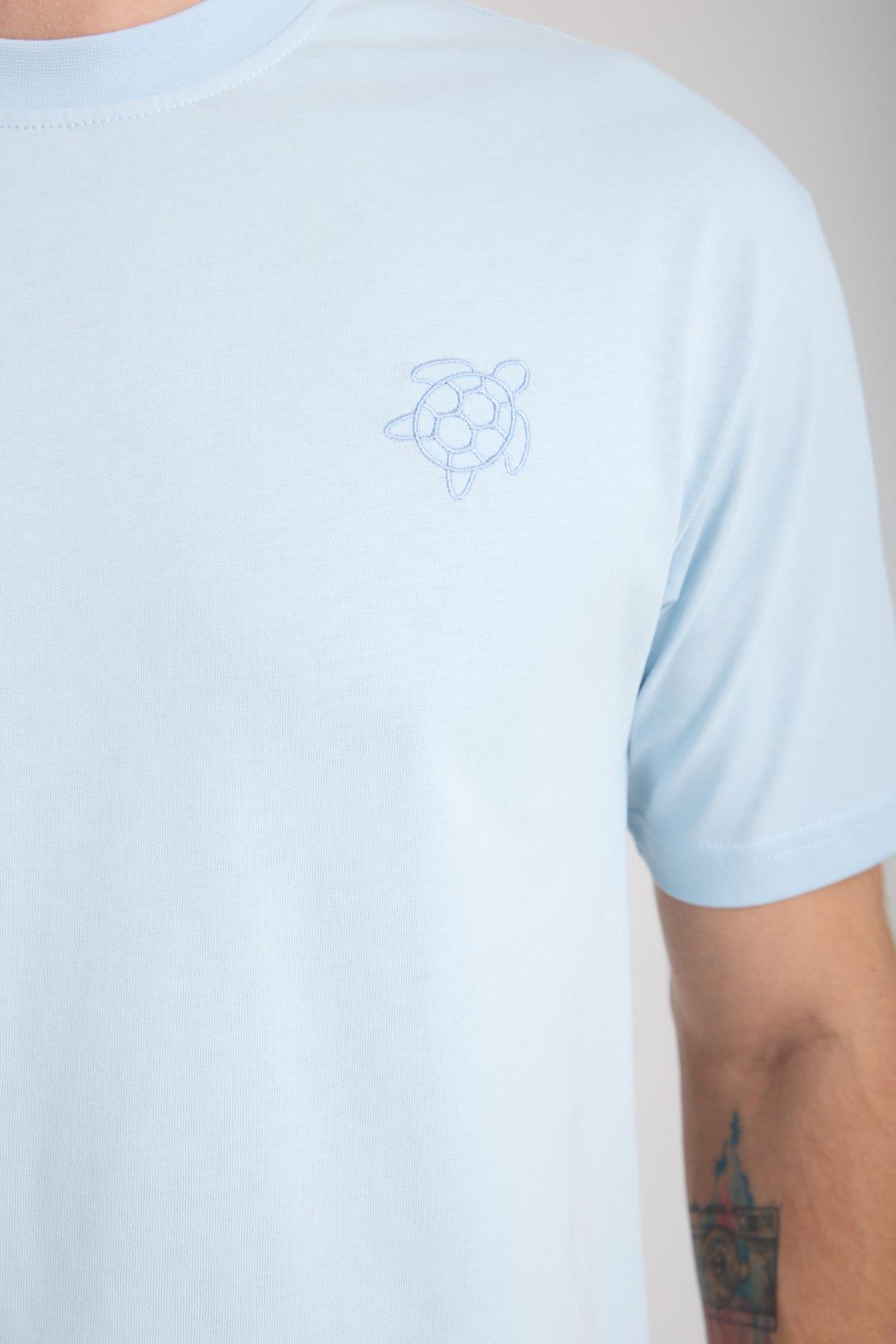 Erkek %100 Pamuk Relax Kaplumbağa Nakışlı T-Shirt