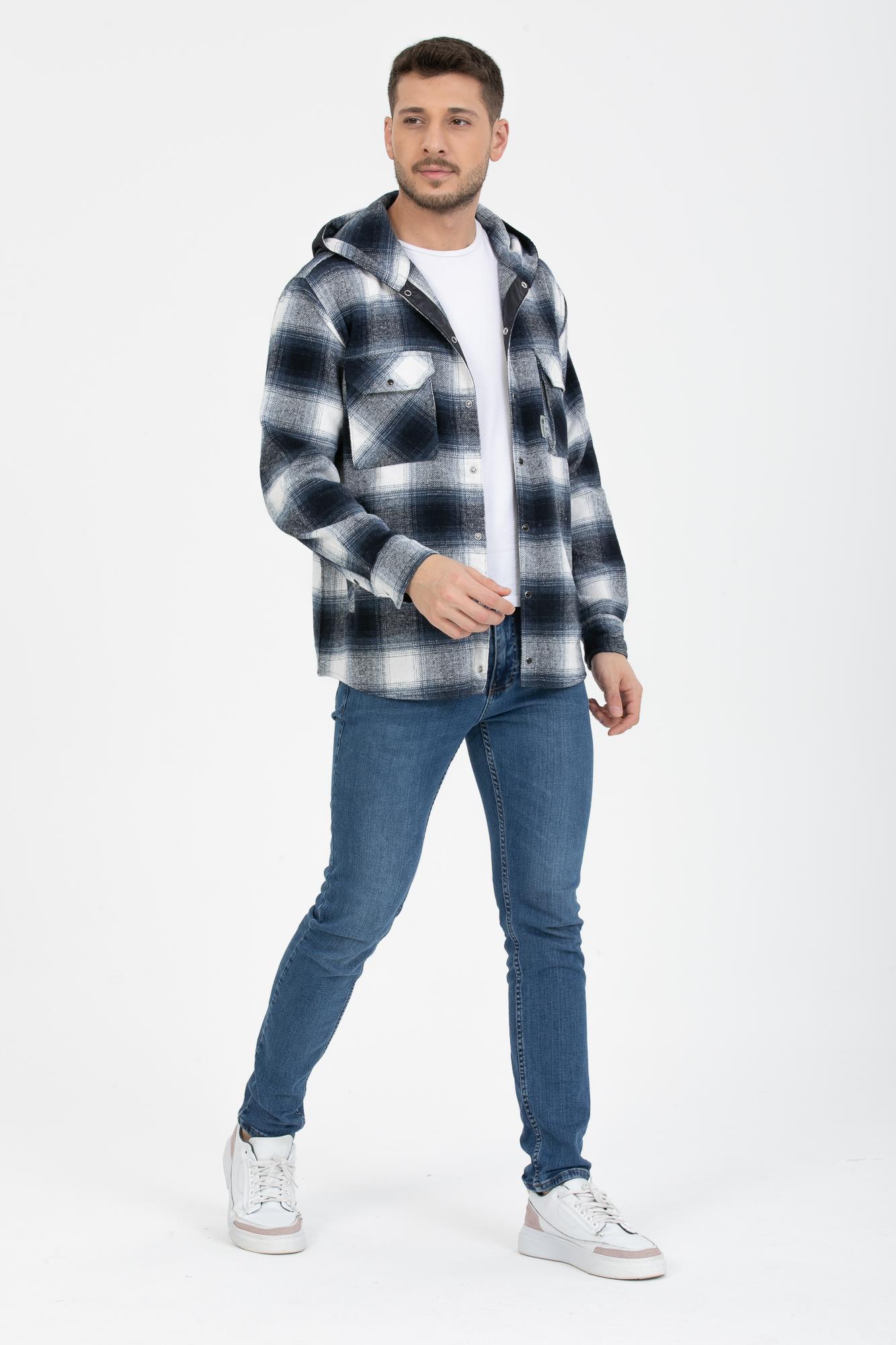 Sabit Kapşonlu Oduncu Gömlek