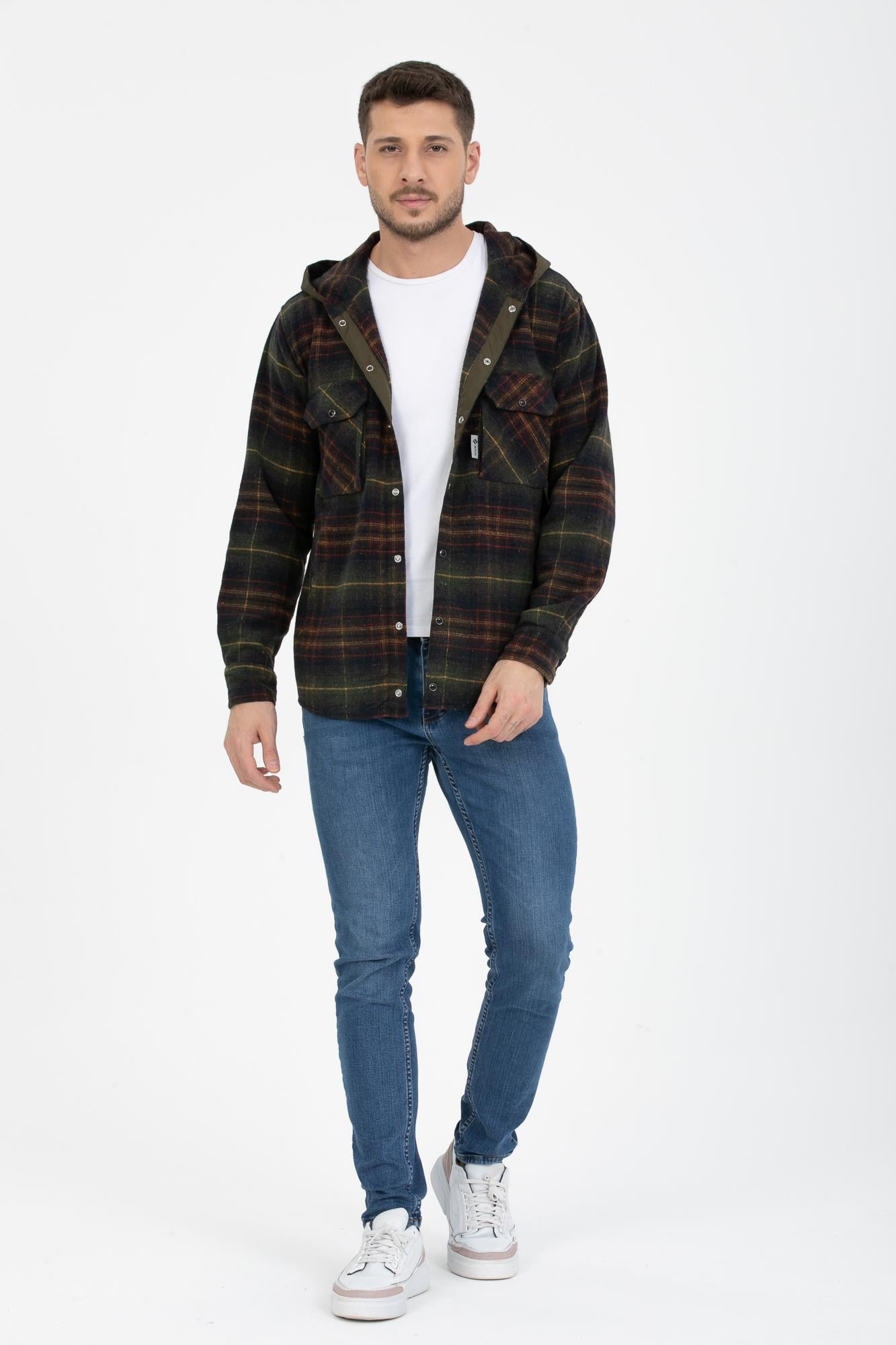 Sabit Kapşonlu Oduncu Gömlek