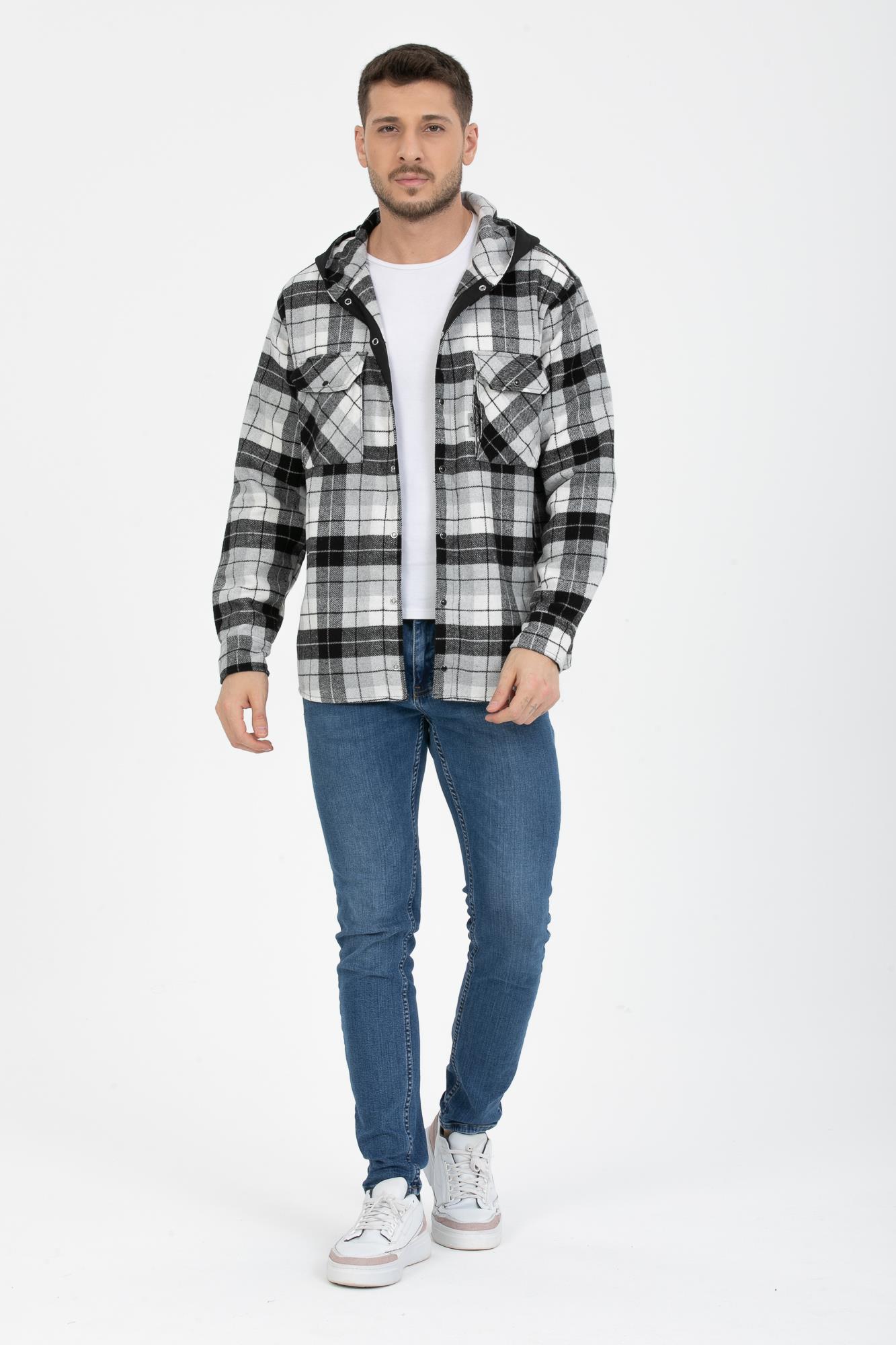 Sabit Kapşonlu Oduncu Gömlek