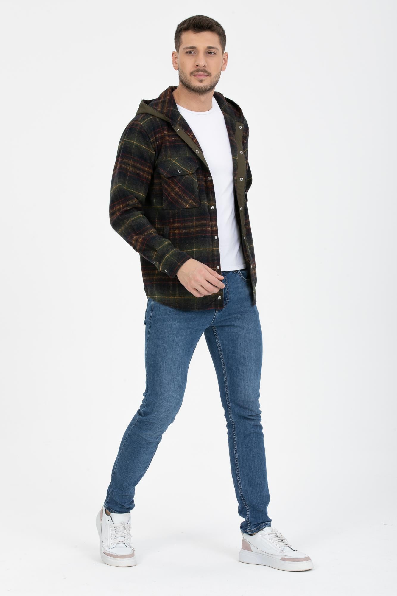 Sabit Kapşonlu Oduncu Gömlek