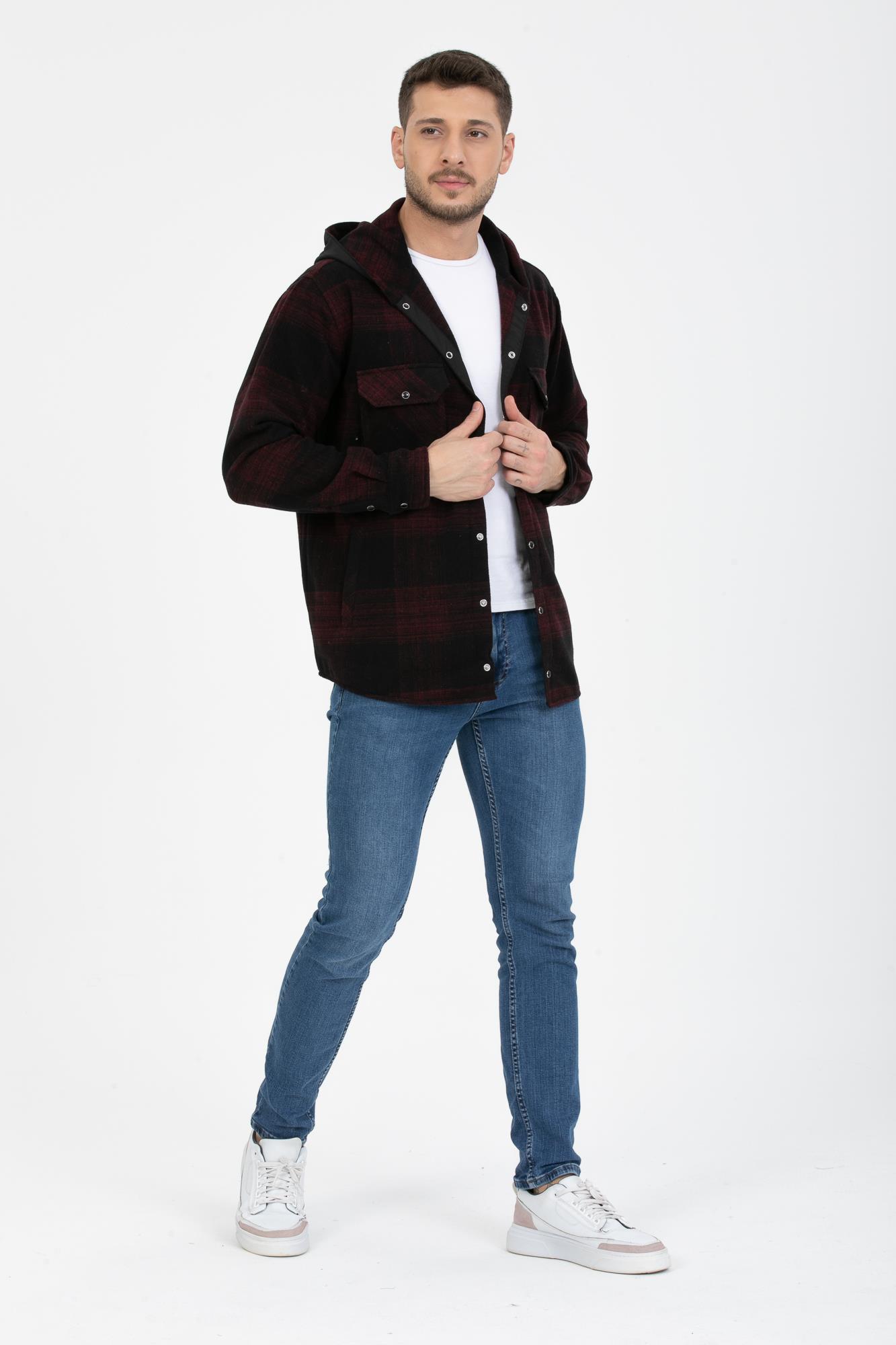 Sabit Kapşonlu Oduncu Gömlek