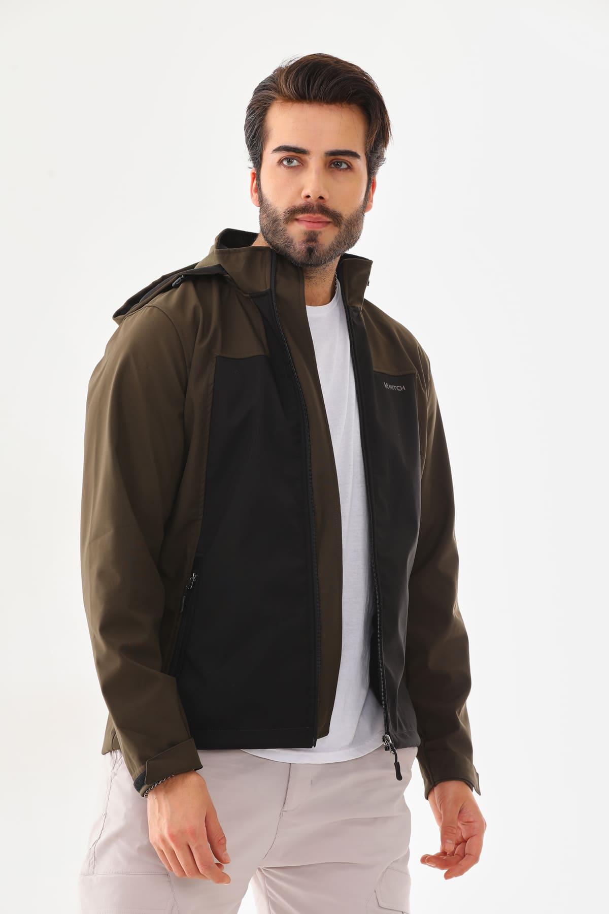 Su Geçirmez Garnili Kapşonlu Softshell Mont