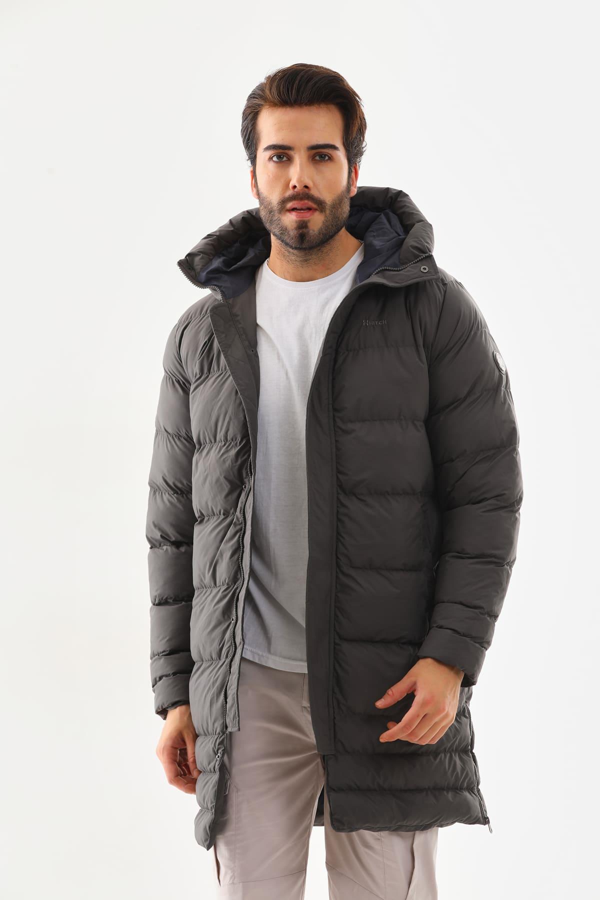 Unisex Şişme Uzun Kapşonlu Mont