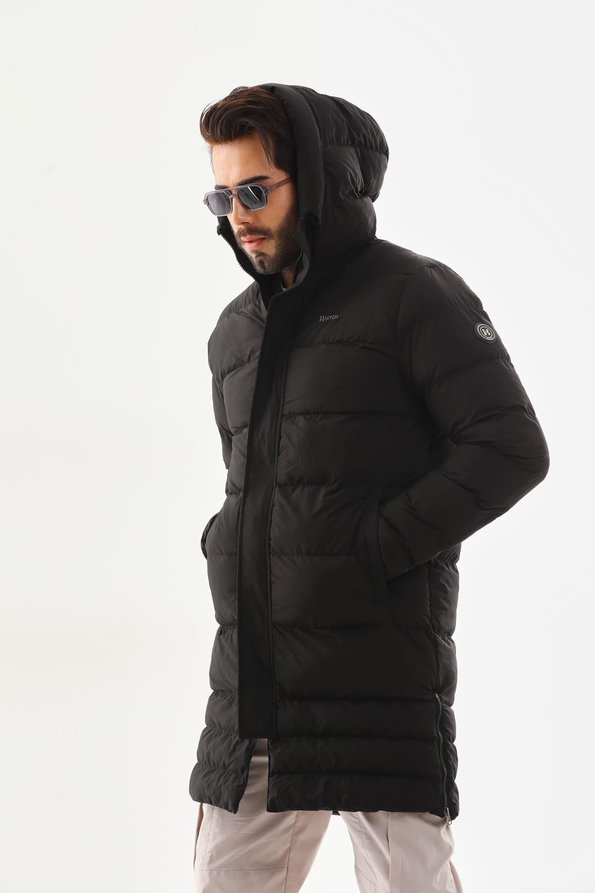 Unisex Şişme Uzun Kapşonlu Mont
