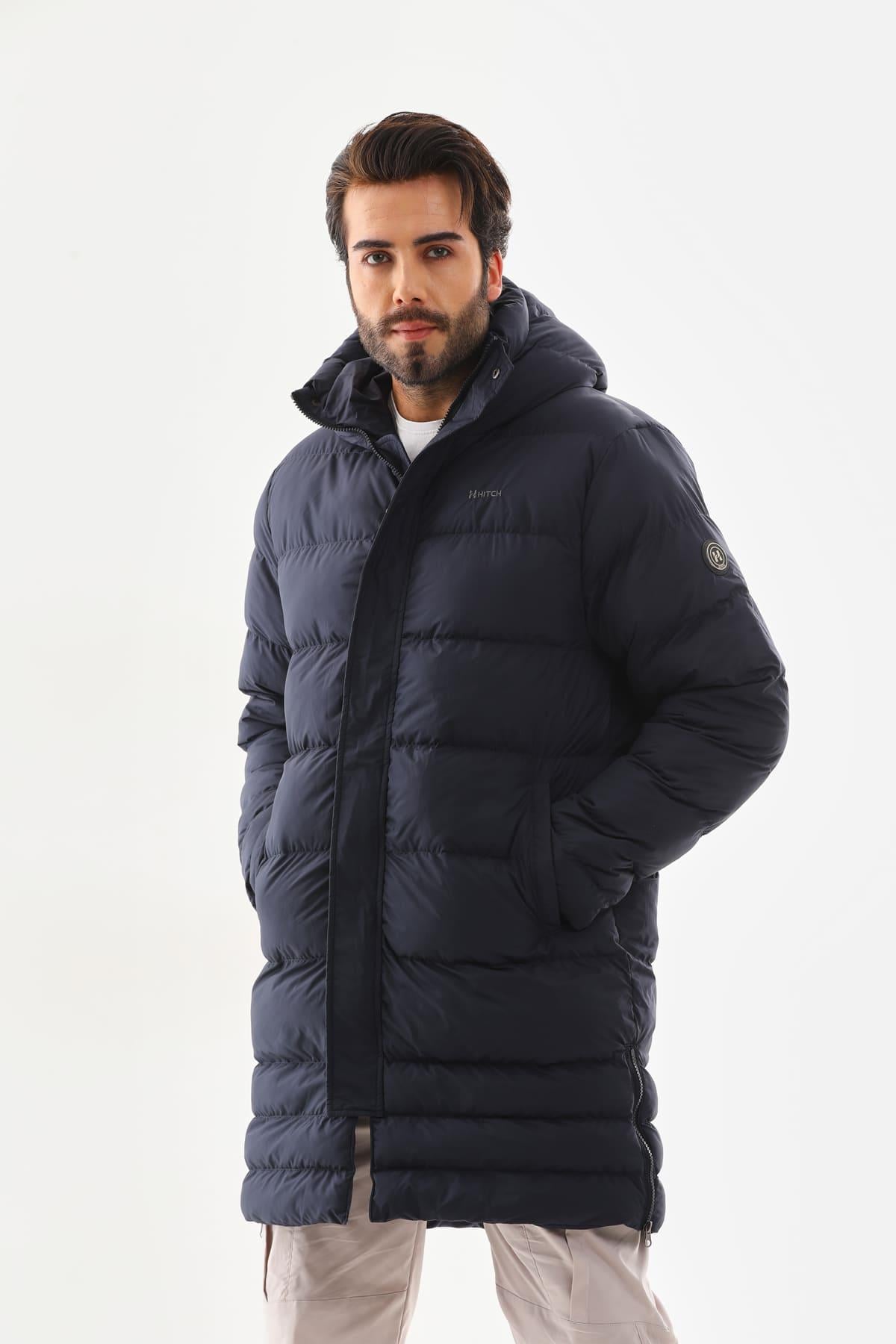 Unisex Şişme Uzun Kapşonlu Mont