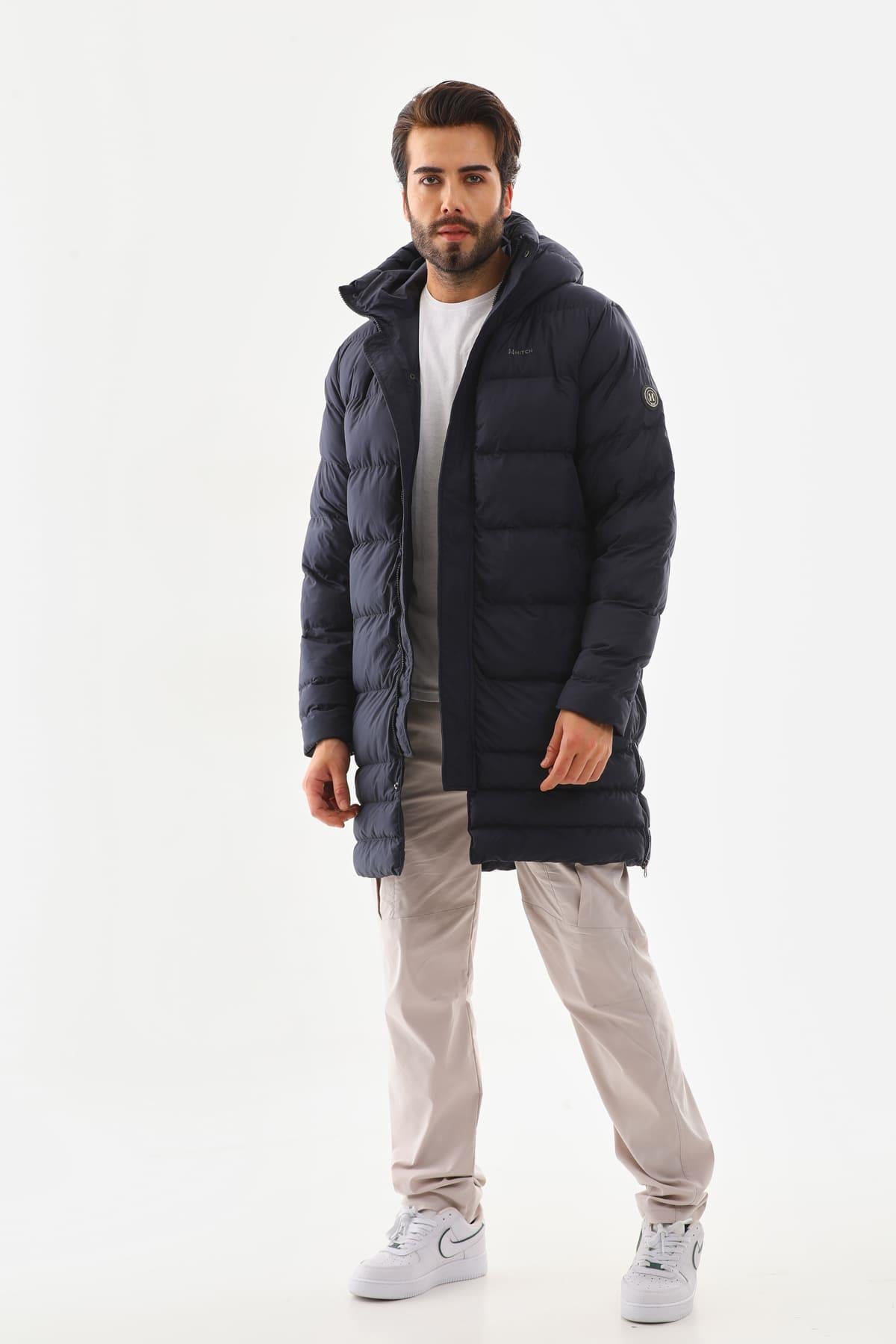 Unisex Şişme Uzun Kapşonlu Mont