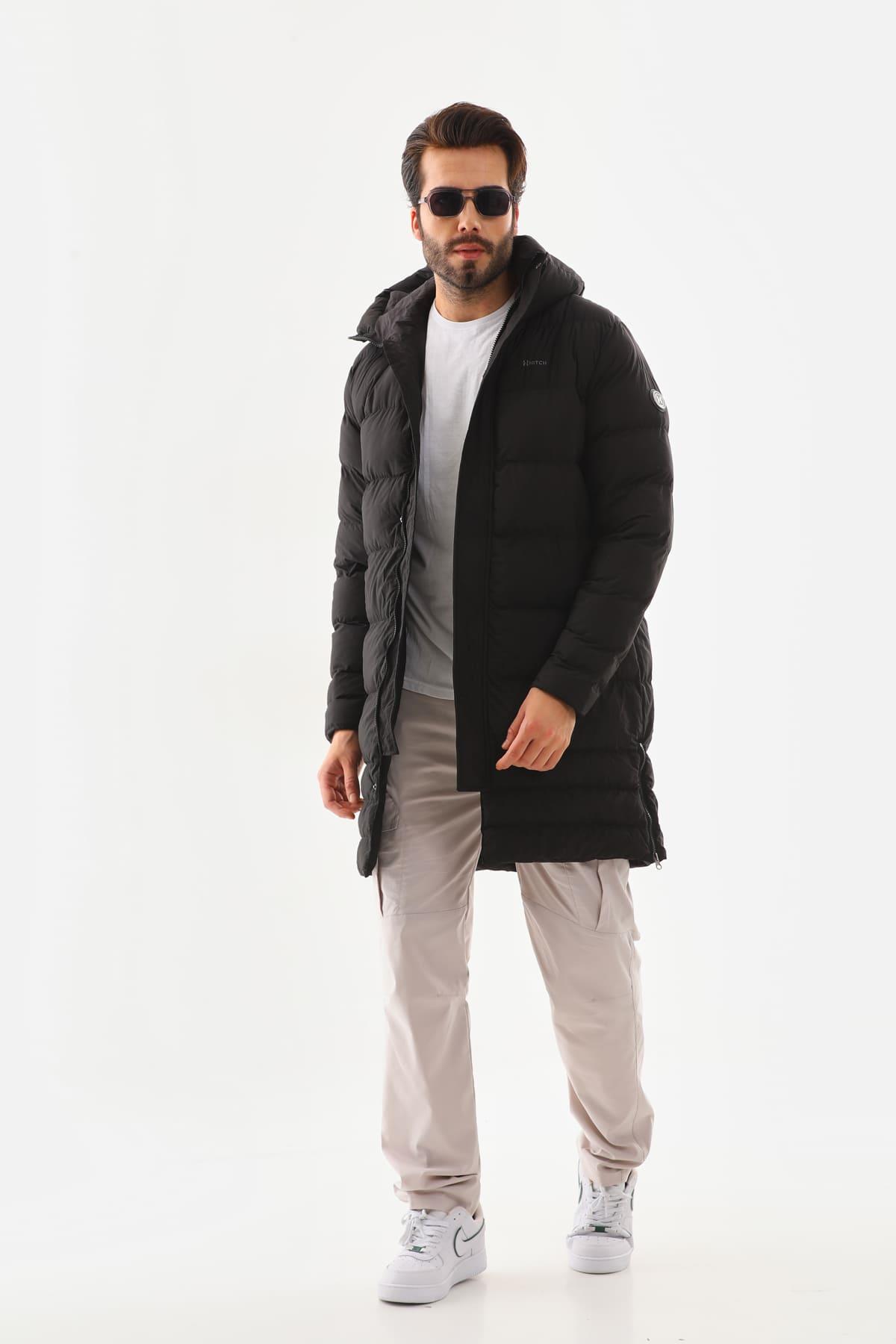 Unisex Şişme Uzun Kapşonlu Mont
