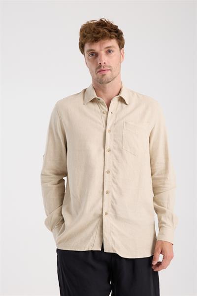 Düğmeli Keten Gömlek